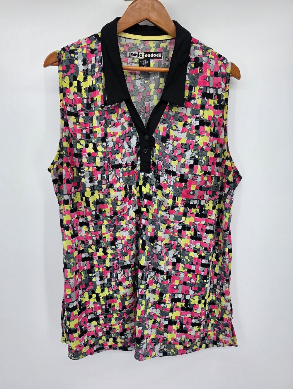 Jamie Sadock Top Womens XXL Multi Sleeveless Golf Quarter Zip Sleeveless